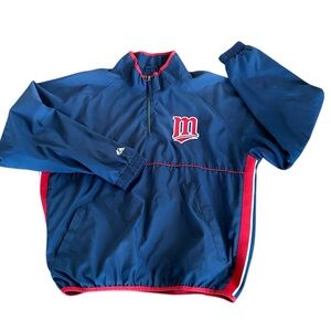 Vintage Minnesota Twins MLB Majestic Authentic Windbreaker Quarter Zip Size XL
